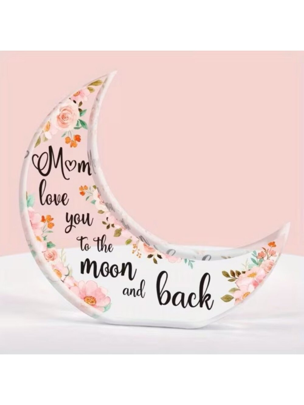 Mom Love You To The Moon And Back Crescent Keepsake Gift Mothers Day Decor